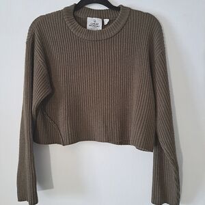 Olive Green CHEAP MONDAY cropped knit sweater | size L |